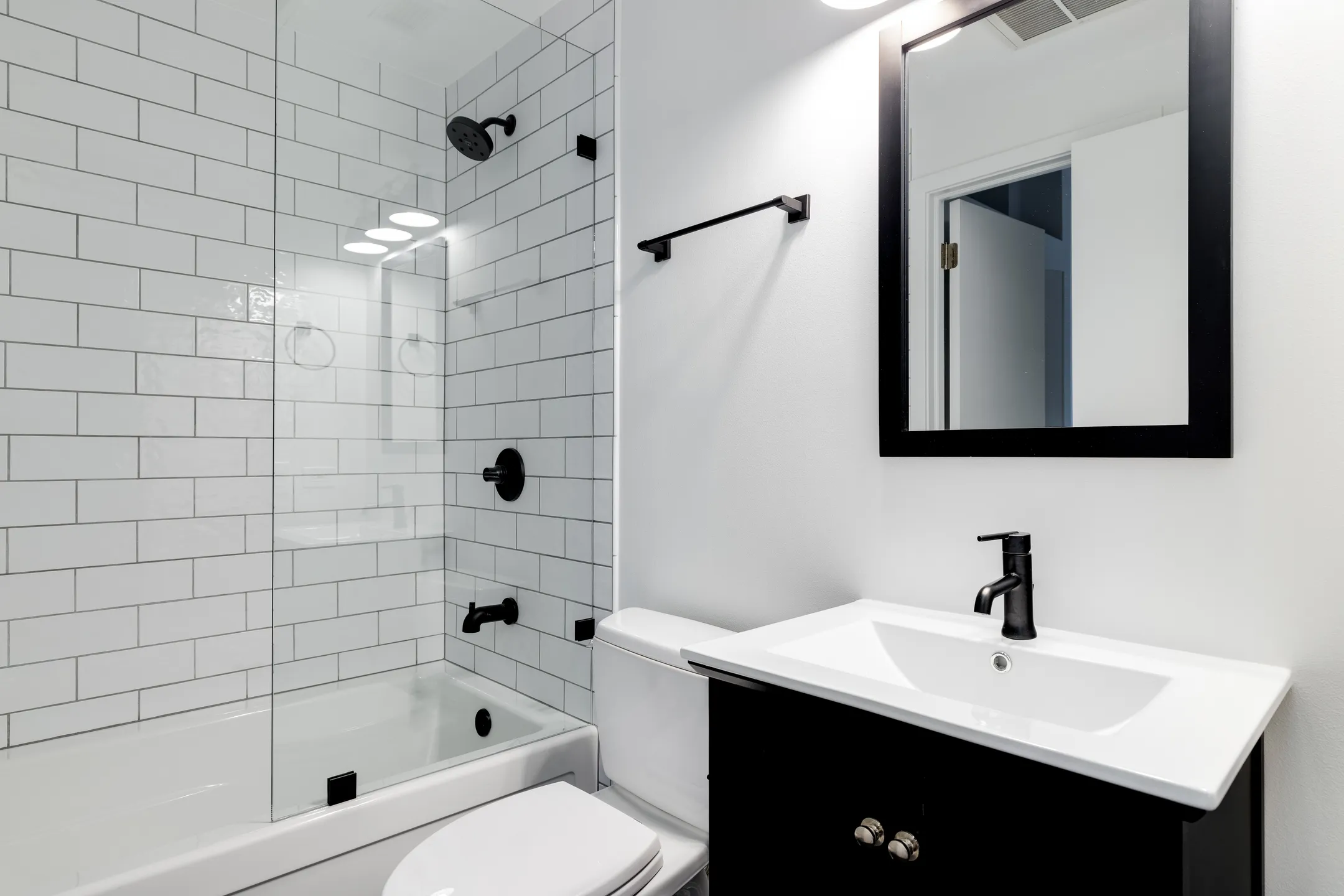 A black and white bathroom