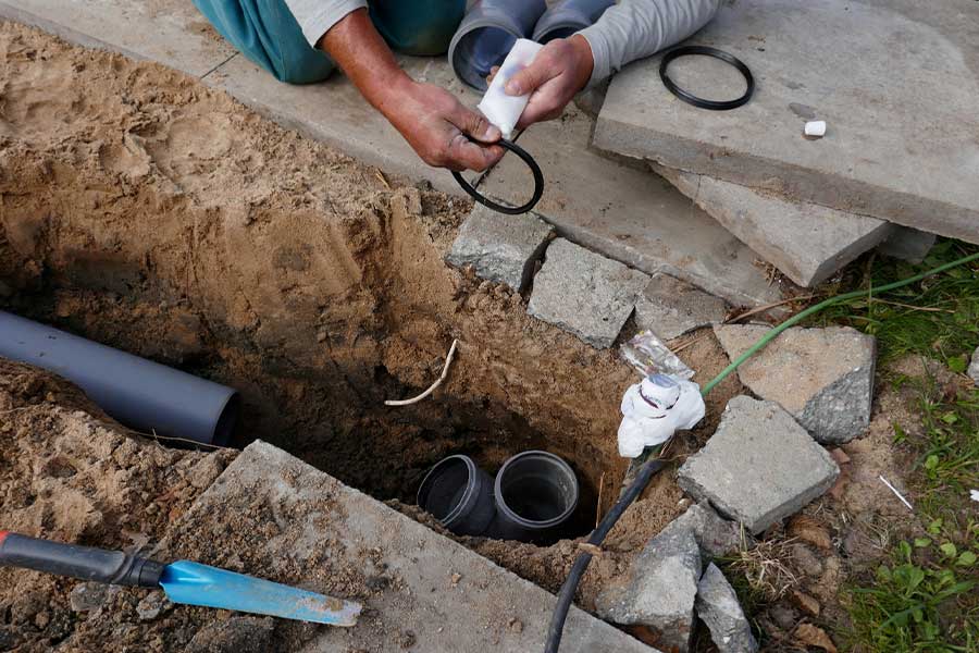 Drain pipe repair in Spring TX with new pipe connection
